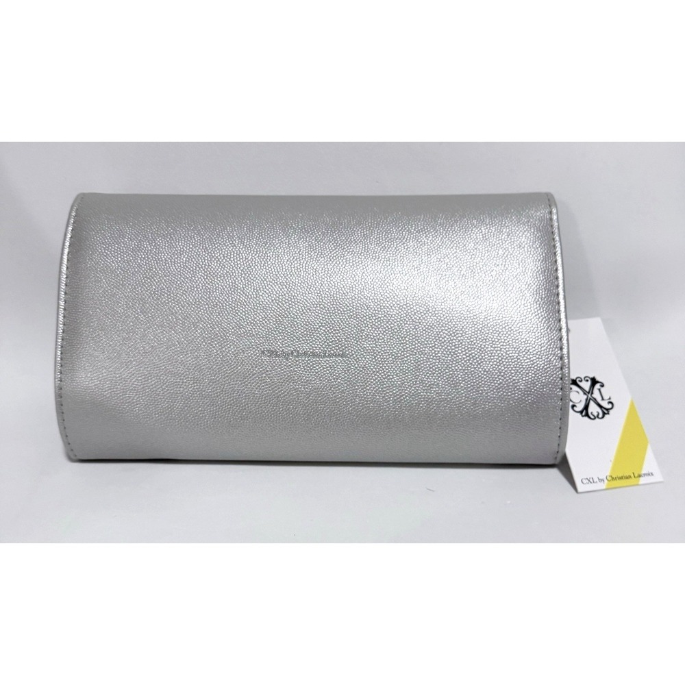 CXL By Christian Lacroix Glam Caviar Clutch Silver With Detachable Chain Bag - Picture 5 of 11